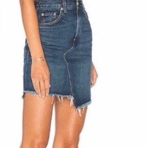 Rag & Bone Dive Frayed Hem Denim Skirt